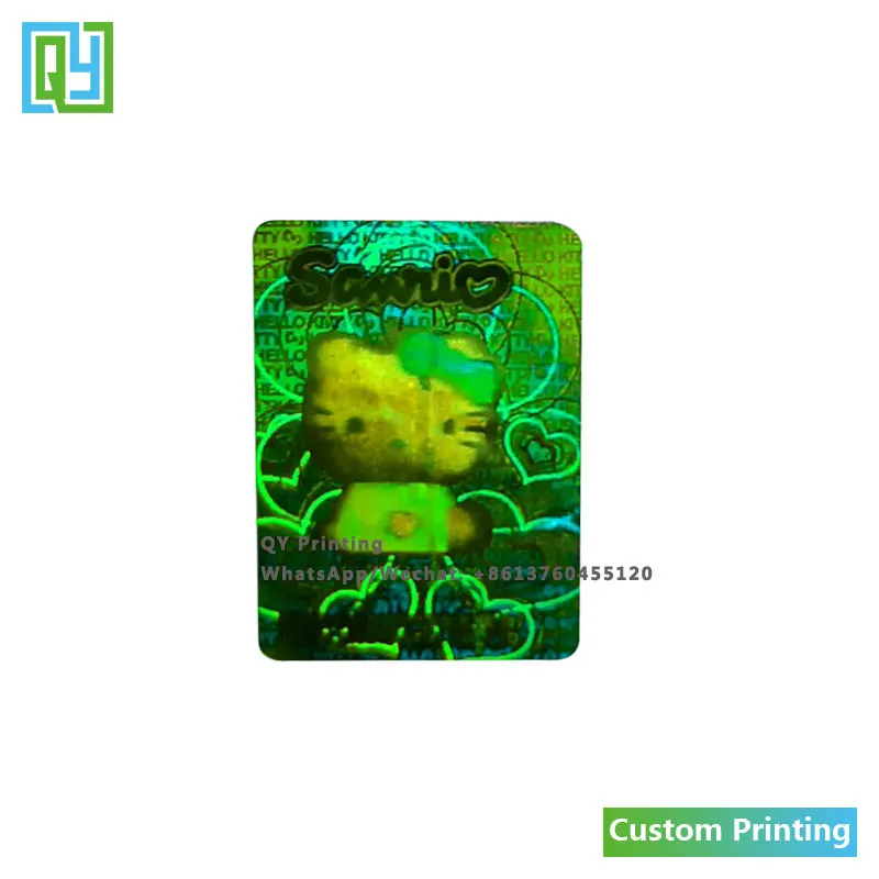 10000pcs 11x16mm Custom Printed High Quality Green Hologam Stickers Brand Mark Cosmetices Logo Label Color 3D Holographic Seals