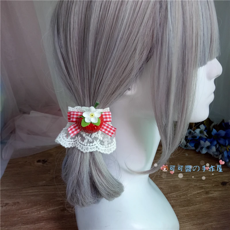 The Original lolita hoop sweet strawberry hair hoop dovetail take the lead on red bowknot clip duckbill lolita headdress