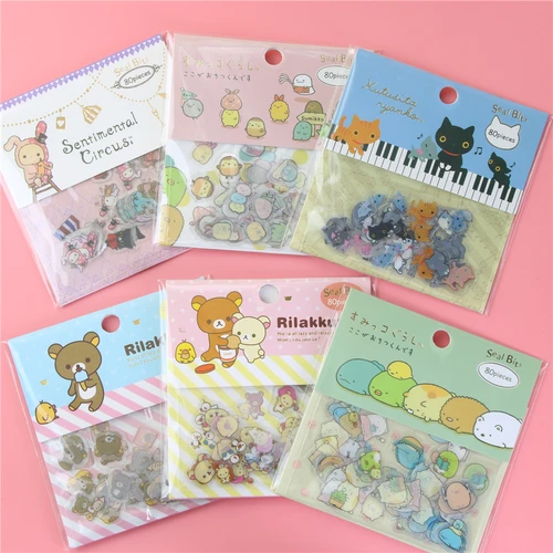 80 unids/bolsa paquete de pegatinas de oso fácilmente pegatinas Diy pegatinas de papelería para niños