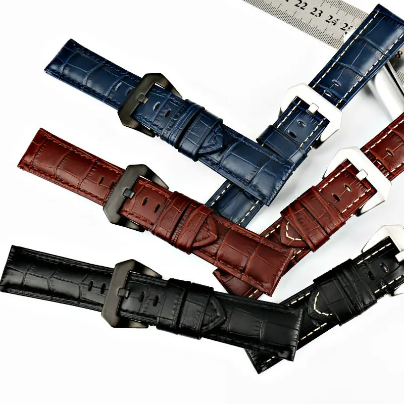 MAIKES Good quality watchbands 22 24 26mm watch accessories watch bracelet genuine leather strap watch bands blue for Panerai