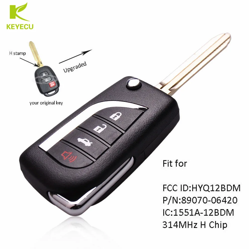 

KEYECU Replacement Upgraded Remote Key 314MHz H Chip for Toyota RAV4 2013-2015 Prius C/V 2014-2016 for 2+1Button FCCID: HYQ12BDM