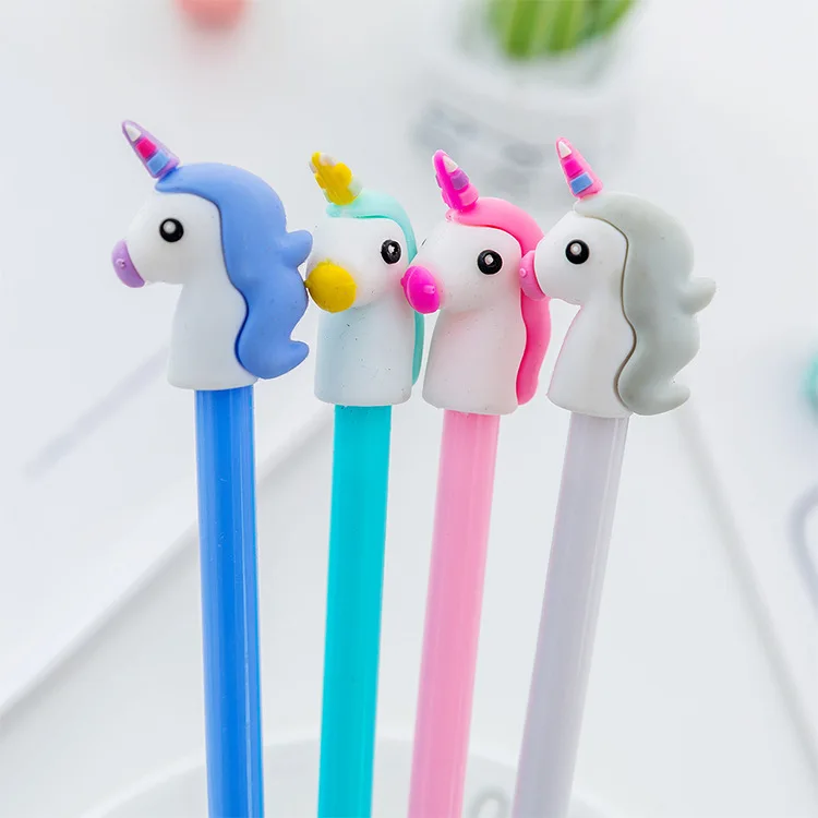 Jonvon Satone 12pcs Cartoon Unicorn Gel Pen Signature Pen Student Pens Ink Black Core for Writing Office & School Supplies