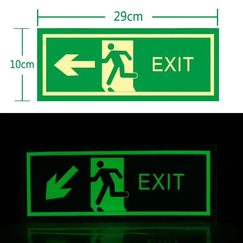 Roadstar 10 pieces Luminous Tape Self-adhesive Glow In Dark Sticker For Exit Sign Wall Safety Stage Night Vision Home Decoration