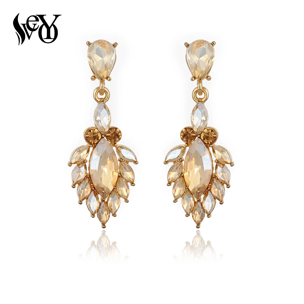 VEYO Cute Crystal Drop Earrings for Women Leaves Earings Fashion Jewelry Pendientes Wholesale