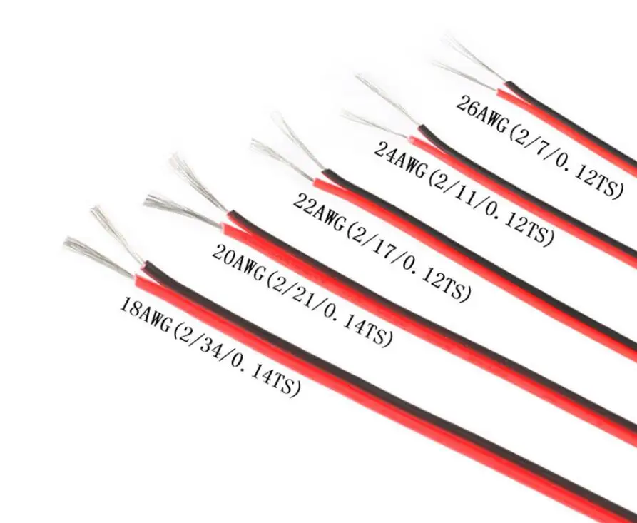 10Meters 18/20/22/24/26 Gauge AWG Electrical Wire Tinned Copper Insulated PVC Extension LED Strip Cable Red Black Wire Resistor