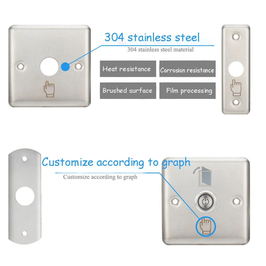 16/19/22mm 86 Type Switch Button Knob Metal Panel Stainless Steel On/Off Socket Cover Board for Home,Hotel(Can Customize LOGO)