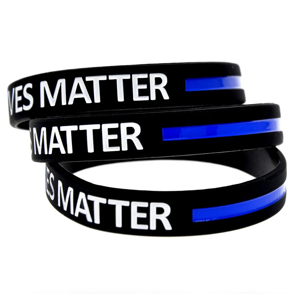 50 Stück Unity and Honor Blue Lives Matter Armreif aus Silikonkautschuk, unterstützt Polizei, Wohltätigkeit, Fundraiser, Event-Armband, Schwarz – Detail 6