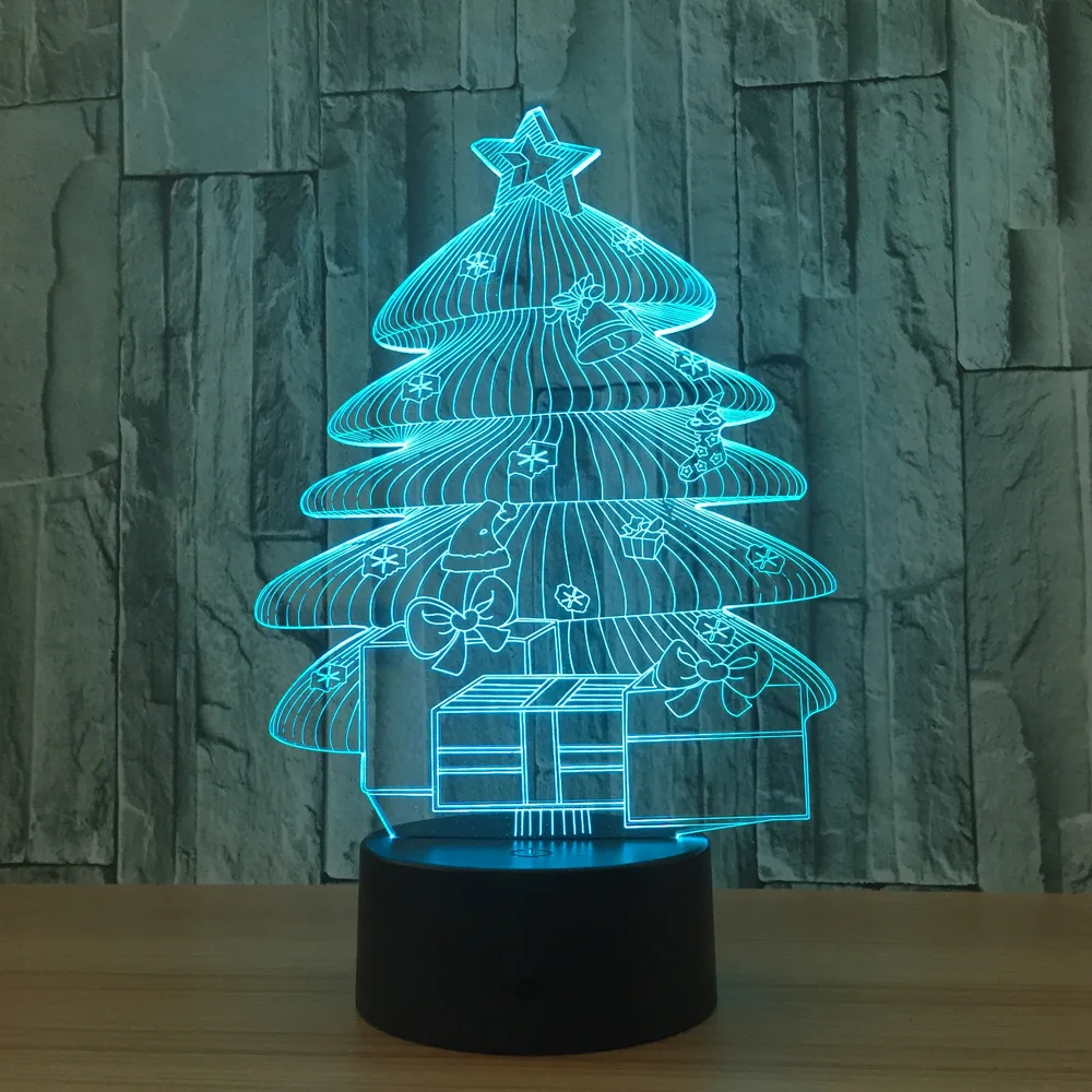 Árbol de Navidad 3D luz nocturna LED figura de acción color ajustable altavoz inalámbrico acrílico decoración de habitación A76