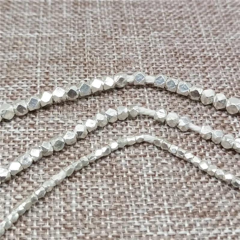Karen Hill Tribe Silver Faceted Hexagon Bead 1.5mm 2mm 2.5mm 3mm 3.5mm 4mm Higher Silver Content