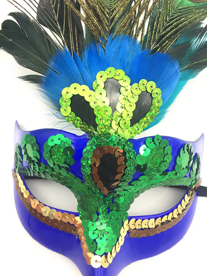 Halloween Venetian Mask Masquerade Carnival Masked Ball Fancy Dress Costume Peacock Feathers High Quality For Anonymous Mardi