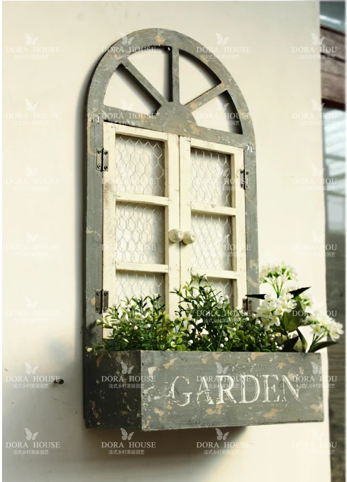 French countryside retro hanging. Log off the window flower implement greenhouses. Planter. Meaty plant flower pot