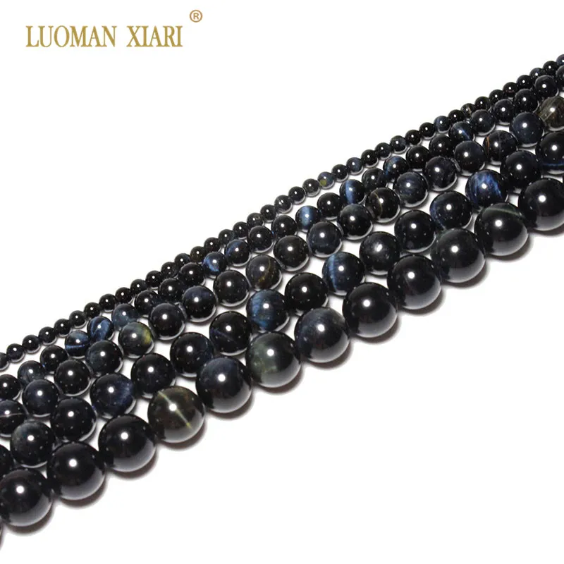 Round AAA+  Blue Tiger's eye Natural Stone Beads For Jewelry Making DIY Bracelet Necklace Material 4/6/8/10/12 mm Strand 15''