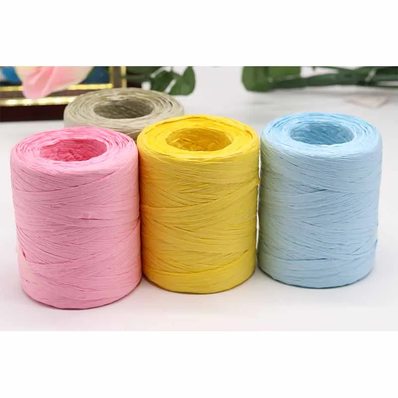 180M/roll Cotton Raffia Yarn for hand knitting Summer Hats Bags Knitted Crochet DIY Handmade Craft Knit Yarn Thread