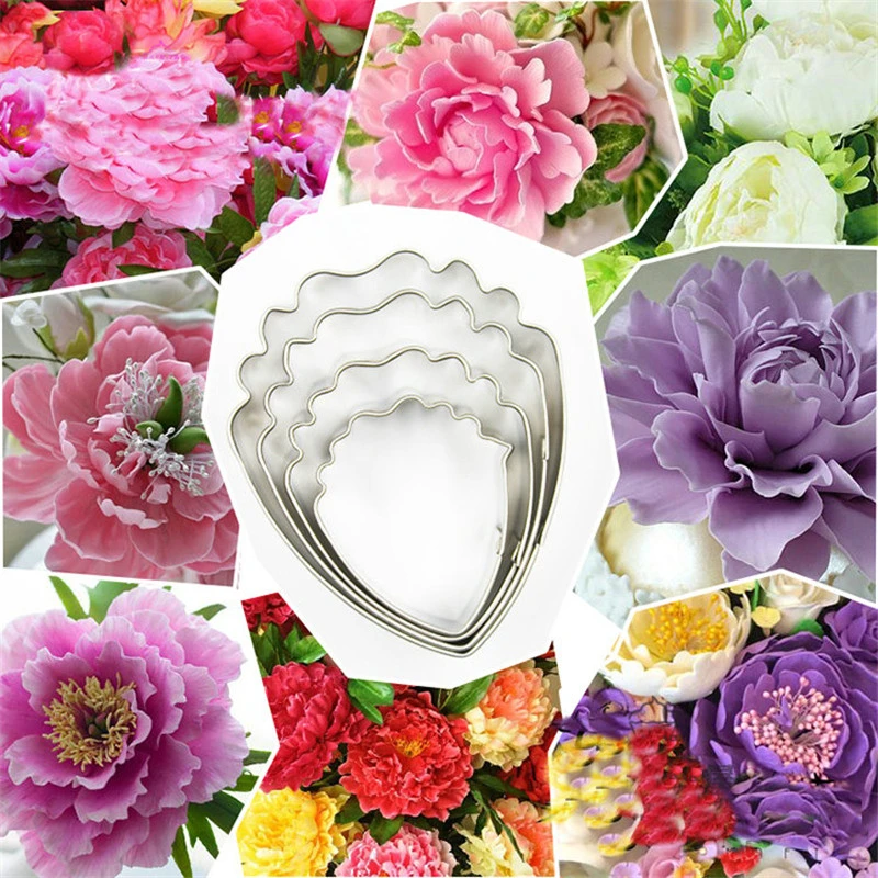 Aomily 12pcs/Set Rose Flower Leaves Cookie Cutters Stainless Steel Cake Mould Decorating Tools Kitchen Accessories Baking Mould