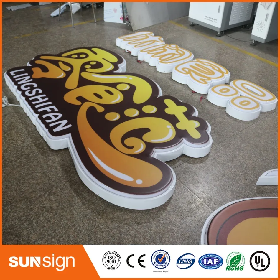 Custom Outdoor advertising front lit Acrylic led sign making