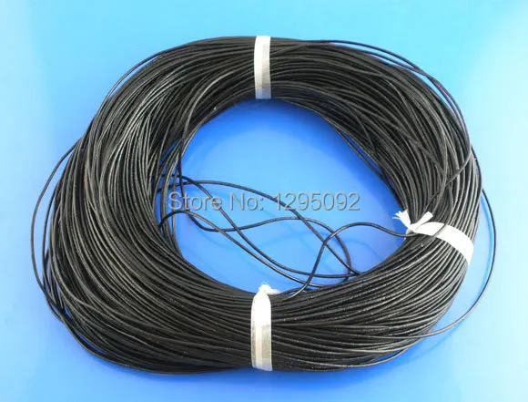 

Real Leather Cord Black Round For Charms Necklaces Jewelry DIY Finding 1mm Dia.