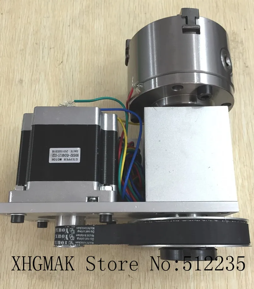 Best Quality Nema 34 stepper motor(4:1) K12-100mm 4 Jaw Chuck 100mm CNC 4th axis A aixs rotary axis + tailstock for cnc router