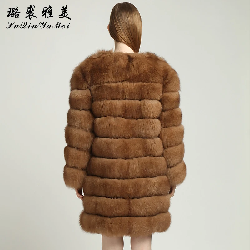 2020 Fashion Fox Fur Jackets Women Genuine Long Luxury Plus Size Vests Real Fur Russian  Waistcoat Winter Coats Natural Fox Fur