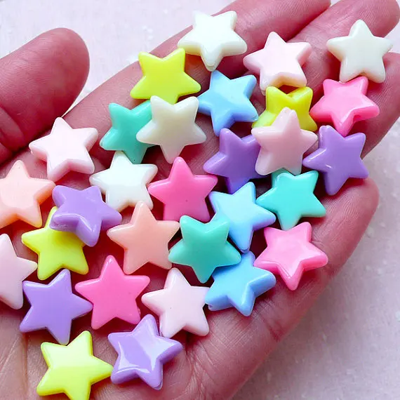 600pcs Acrylic Star Beads(14mm/Assorted Candy Color Mix Plastic Pastel Bead Loose Bead Girl Bracelet Kawaii Rainbow Necklace