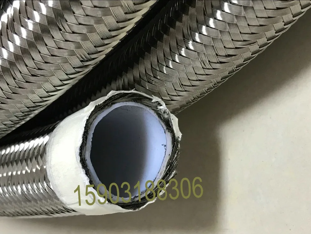 1m x Silver PTFE  Lined Stainless Braided Hose AN16 Fuel Oil Fluid Petrol Line