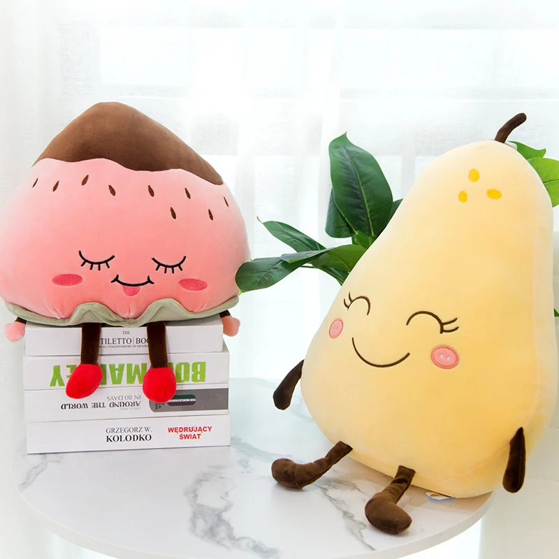 Melancia morango pêra brinquedos de pelúcia kawaii dos desenhos animados bonito fruta recheado boneca macio meninos meninas almofada travesseiro para crianças
