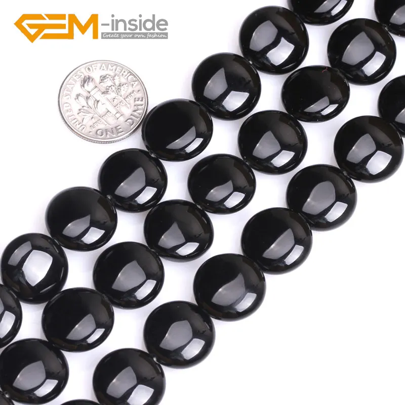 Coin Shape Black Agates Natural Stone Beads DIY Loose Beads For Jewelry Making Bead Strand 15 Inches Wholesale ! Free Shipping