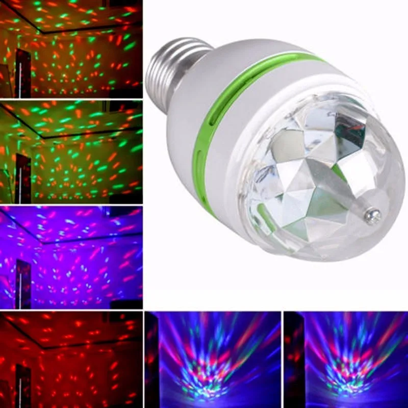 

E27 3W AC85-260V Colorful Auto Rotating RGB LED Bulb Stage Light Party Lamp Disco 16 colors