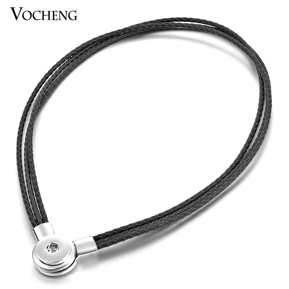 Vocheng Snap Button Jewelry 10 Colors Leather 18mm Magnet Pendant Necklace NN-369
