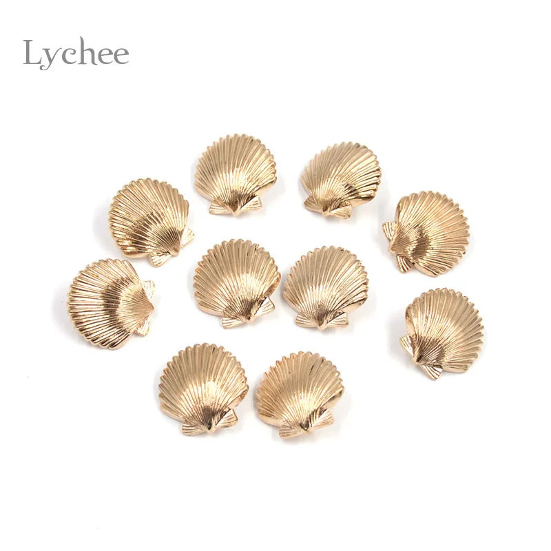 Lychee Life 10 pezzi/lottp bottone da cucire in metallo Scrapbooking Sea Series scintillanti stelle marine conchiglie Jeans bottoni decorativi