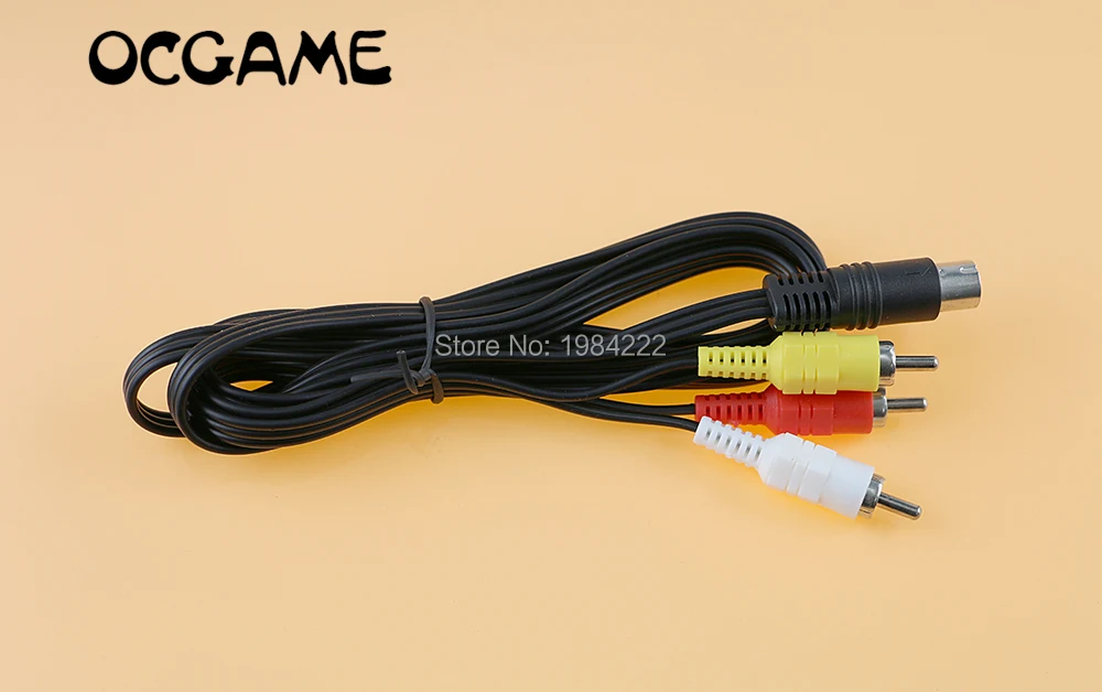 20pcs/lot 1.8m Nickle Plated Stereo AV Leads Audio Video RCA Composite Cable for Sega Saturn System console