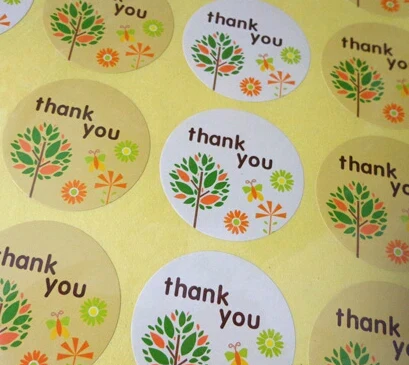 100PCS Thank you Flower Handmade Cake Packaging Label DIY Gift Label Sticker