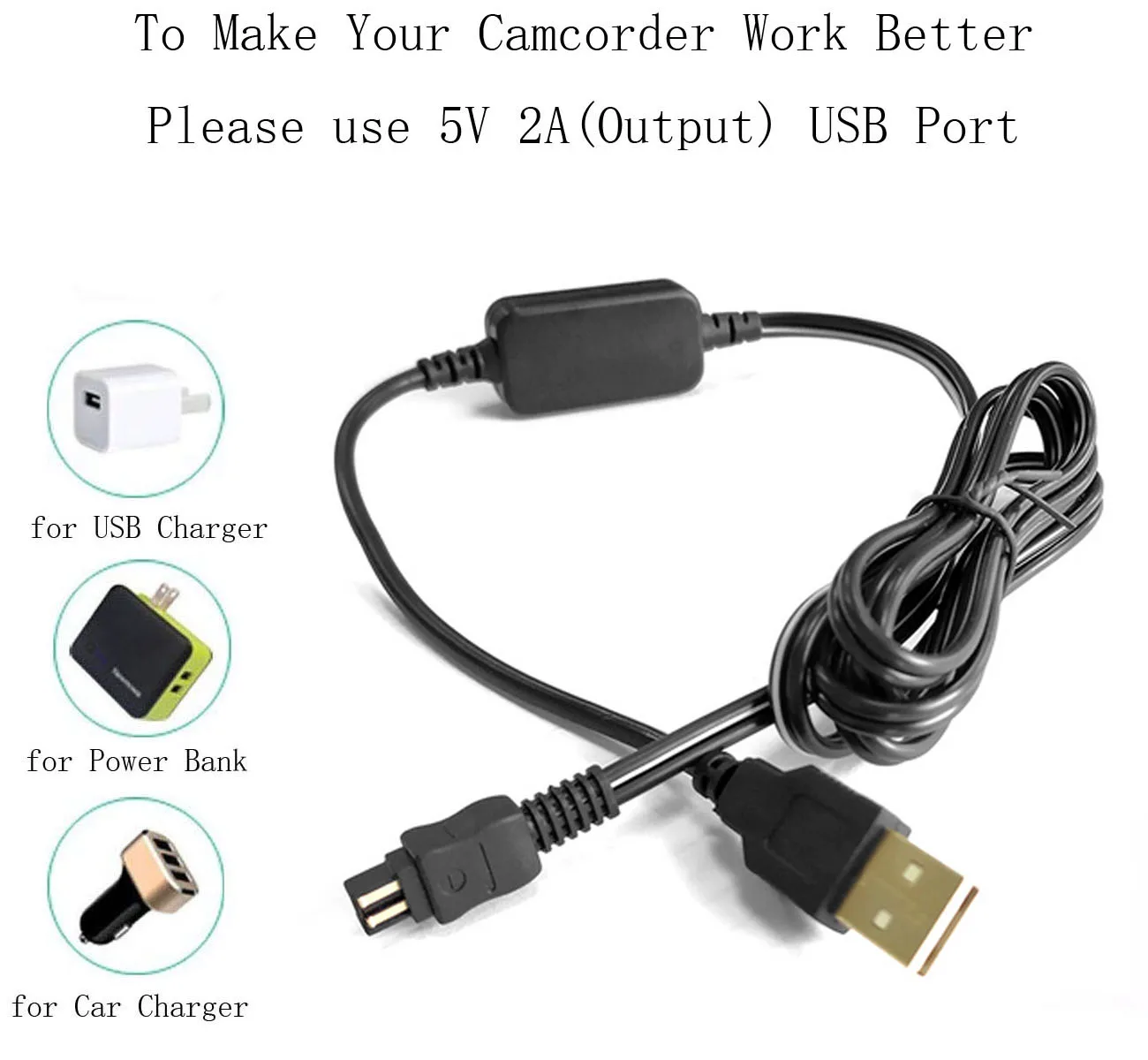 USB Power Adapter Charger for Sony DCR-SR38, DCR-SR48, DCR-SR58, DCR-SR68, DCR-SR78, DCR-SR88, DCR-SR88E Handycam Camcorder