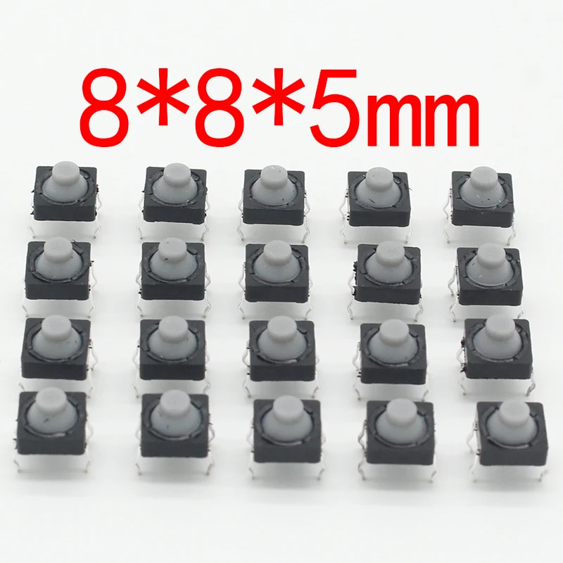 20pcs/lot 8x8x5MM 4PIN G77 Conductive Silicone Soundless Tactile Tact Push Button Micro Switch Self-reset