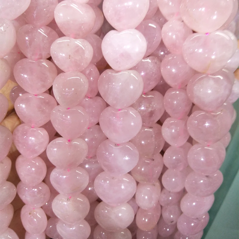 10x10 14x14mm Natural Pink Crystal Stone Beads Heart Shape Quartz Loose Beads For Jewelry Making DIY Good Quality