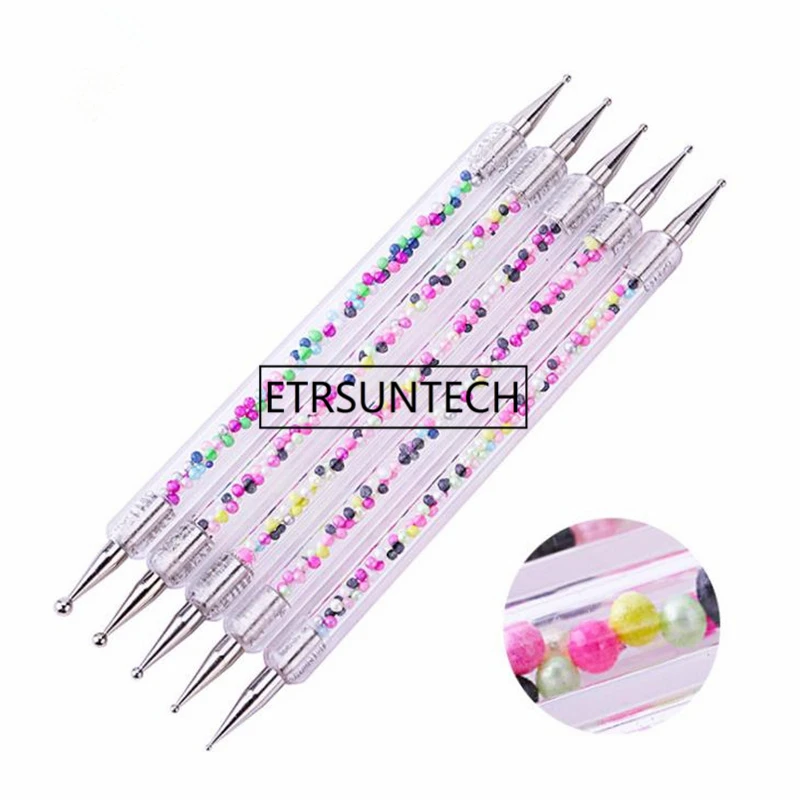 5Pcs Set UV Gel Painting Drawing Nail Art Dotting Pen Acrylic Caviar 2 Way Brush Salon Decorations Manicure Tools Kit F1676