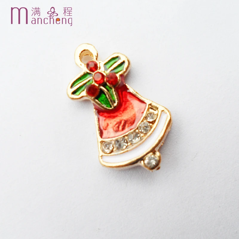 tiki arcane Christmas skirt pendant jewelry components gold color alloy metal red Christmas dress necklace pendant jewelry