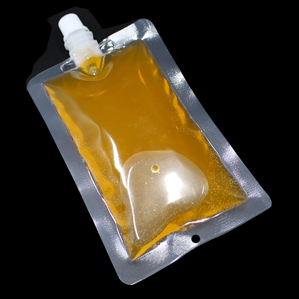 

50Pcs Plastic Transparent Beverage Spout Packaging Bag Clear Drinking Liquid Juice Packing Spout Pouch for Beer Milk Package