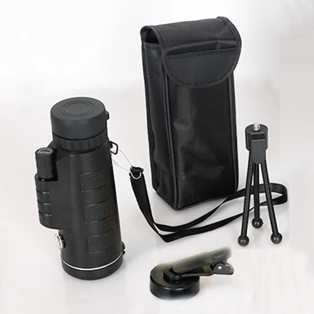 Night Vision 40X60 HD Optical Monocular Hunting Camping Hiking Telescope with Phone Holder Lens for Mobile Phone