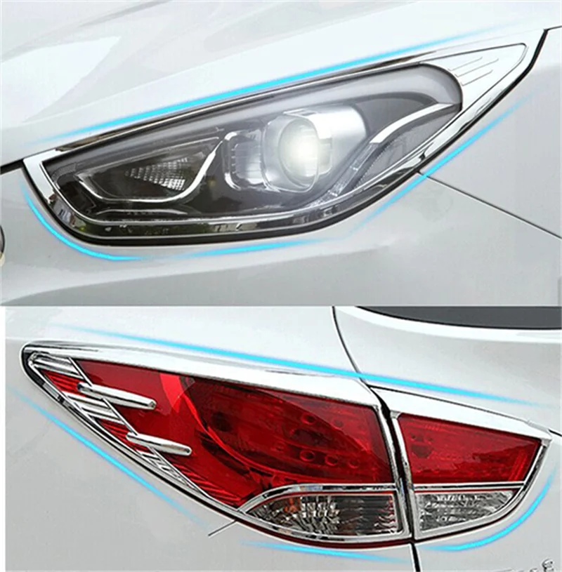 FOR HYUNDAI IX35 2010 2011 2012 2013 2014 ABS CHROME FRONT REAR HEADLIGHT FRAME TAIL HEAD LIGHT LAMP COVER TRIM CAR ACCESSORIES