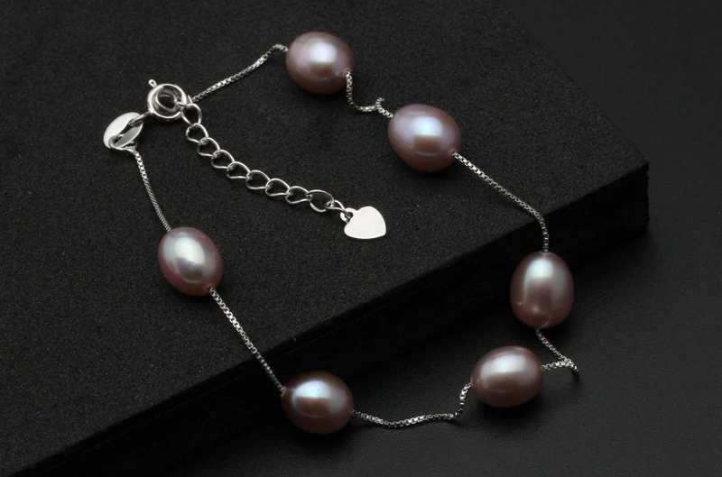 Real Freshwater Pearl Bracelet 925 Silver For Women,Wedding Fashion Colorful Natural Pearl Charm Bracelet Jewelry