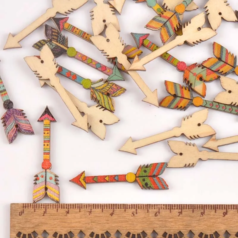 25Pcs Mixed Arrows Shape Wooden Crafts Scrapbook DIY For Wood Slices Ornaments Home Decoration Accessories Arts 34x12mm m1815
