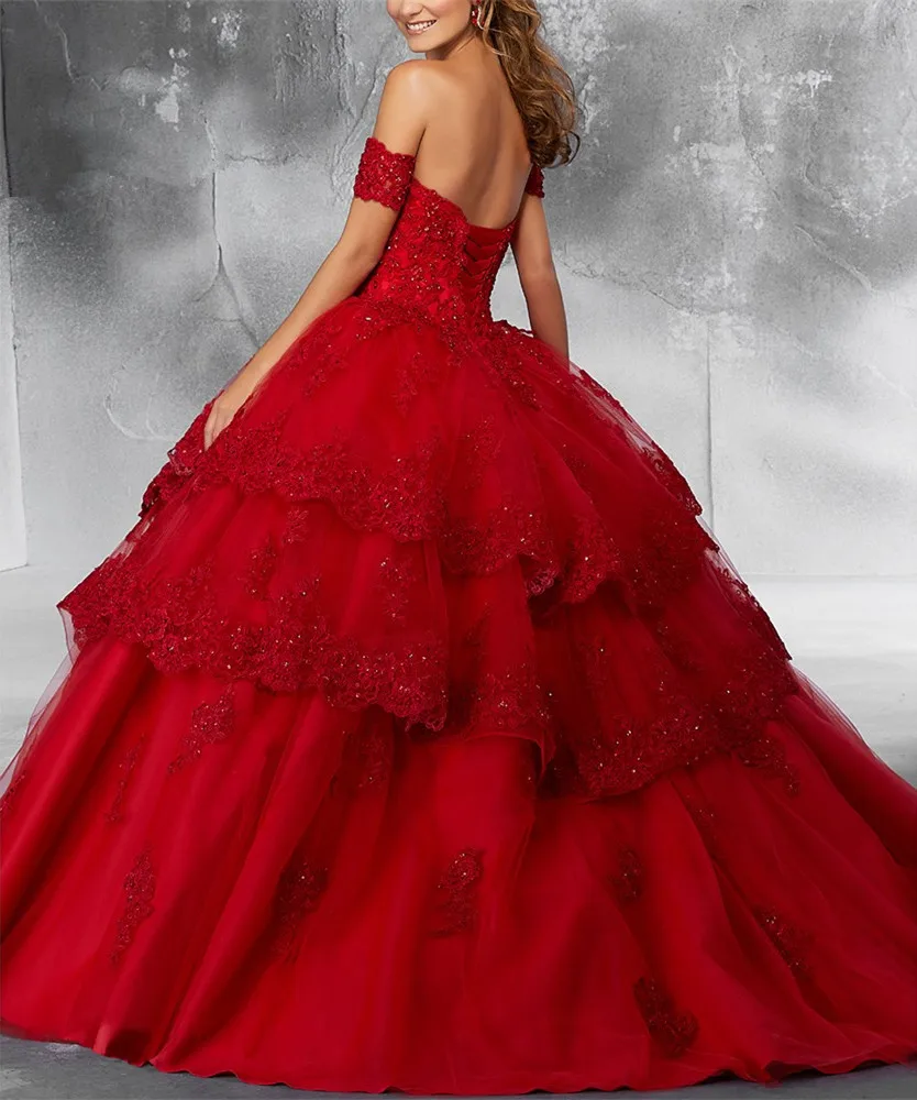 Janevini luxo princesa bola vestido vermelho quinceanera vestidos querida apliques pesado frisado concurso vestidos de baile 15 anos