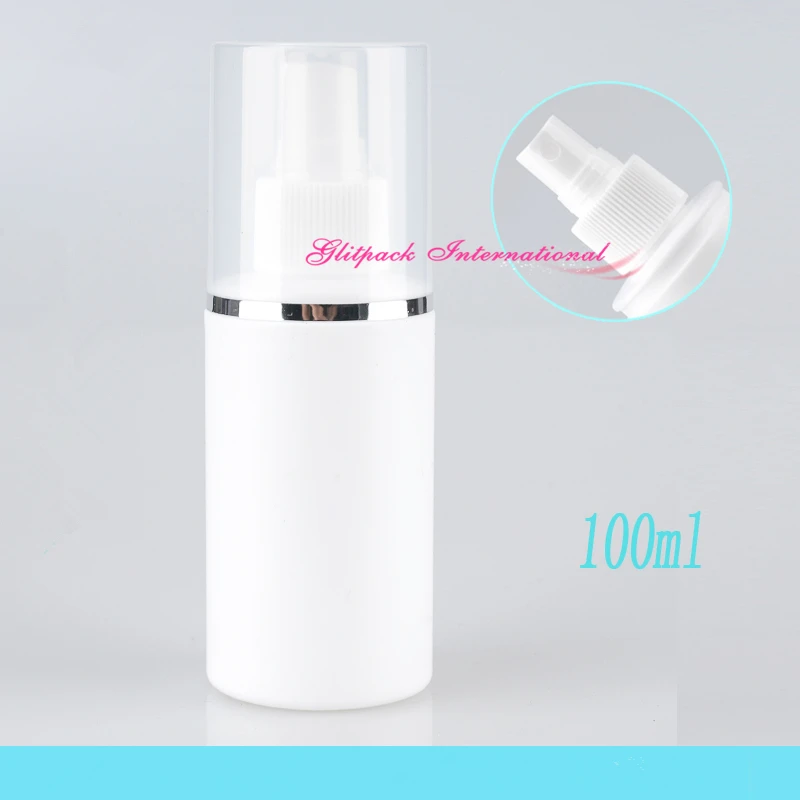 

100ml cosmetic sprayer bottle white HDPE High quality spray/lotion pump 3.5oz travel bottle plastic pump bottles Printing logo