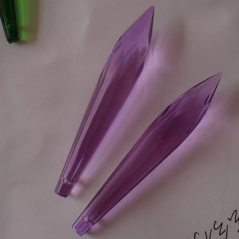 35pcs/lot 76mm Lilac color in multi cuts crystal icicle prism crystal u drop pendant  free shipping