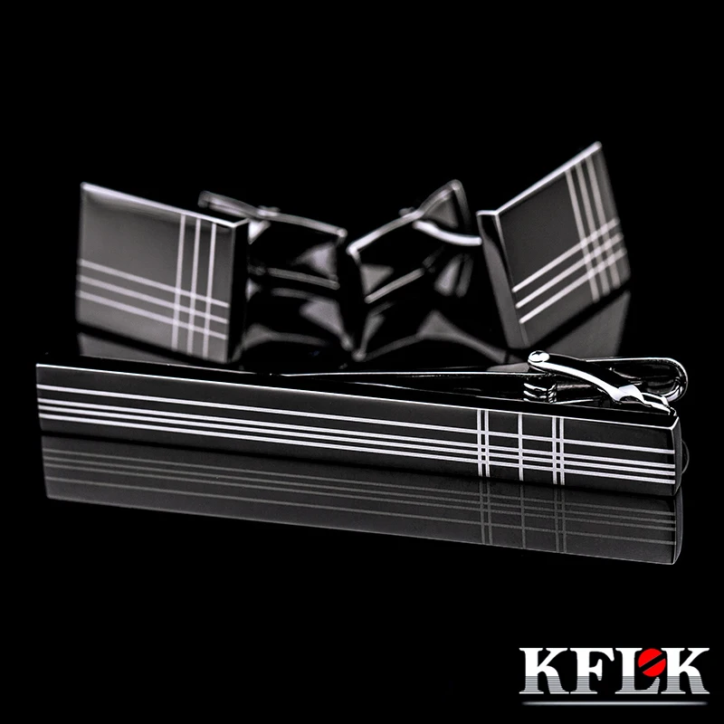 

KFLK High Quality Cuff links necktie clip for tie pin for mens tie bars cufflinks tie clip set guests 2017 New Arrival