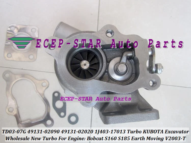Турбокомпрессор Turbo TD03-07G 49131-02090 1J403-17013 49131-02020 для экскаваторов KUBOTA, Bobcat S160, S185, V2003-T (для землеройной техники)