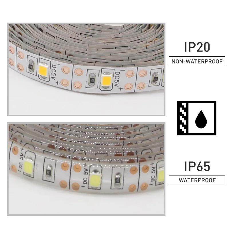 0.5m-3m USB hareket sensörlü LED şerit ışık dolap dolap yatak lambası su geçirmez IP65 sıcak beyaz esnek LED şerit 5V bant