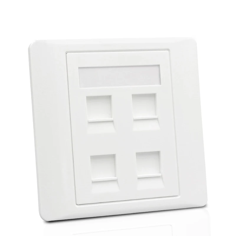 Cat 6ประเภท4พอร์ต RJ45อินเทอร์เน็ต Wall Outlet Faceplate 86X86มม.สี่ CAT.6 Keystone แจ็คสำหรับ LAN Ethernet ฝาครอบแผง