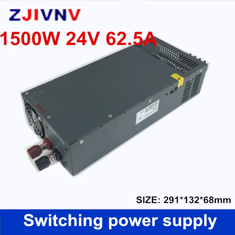 S-1500-24 Switching Power Supply 1500W 24v 62.5A,Single Output Parallel Ac Dc Power Supply,AC110V/220V Transformer To DC 24V