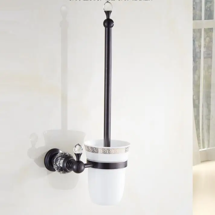 Black Brass &Crystal Bathroom accessories Bath Hardware Set Towel Rack Towel Bar Paper Holder Soap Dish cup holder toilet  JM251